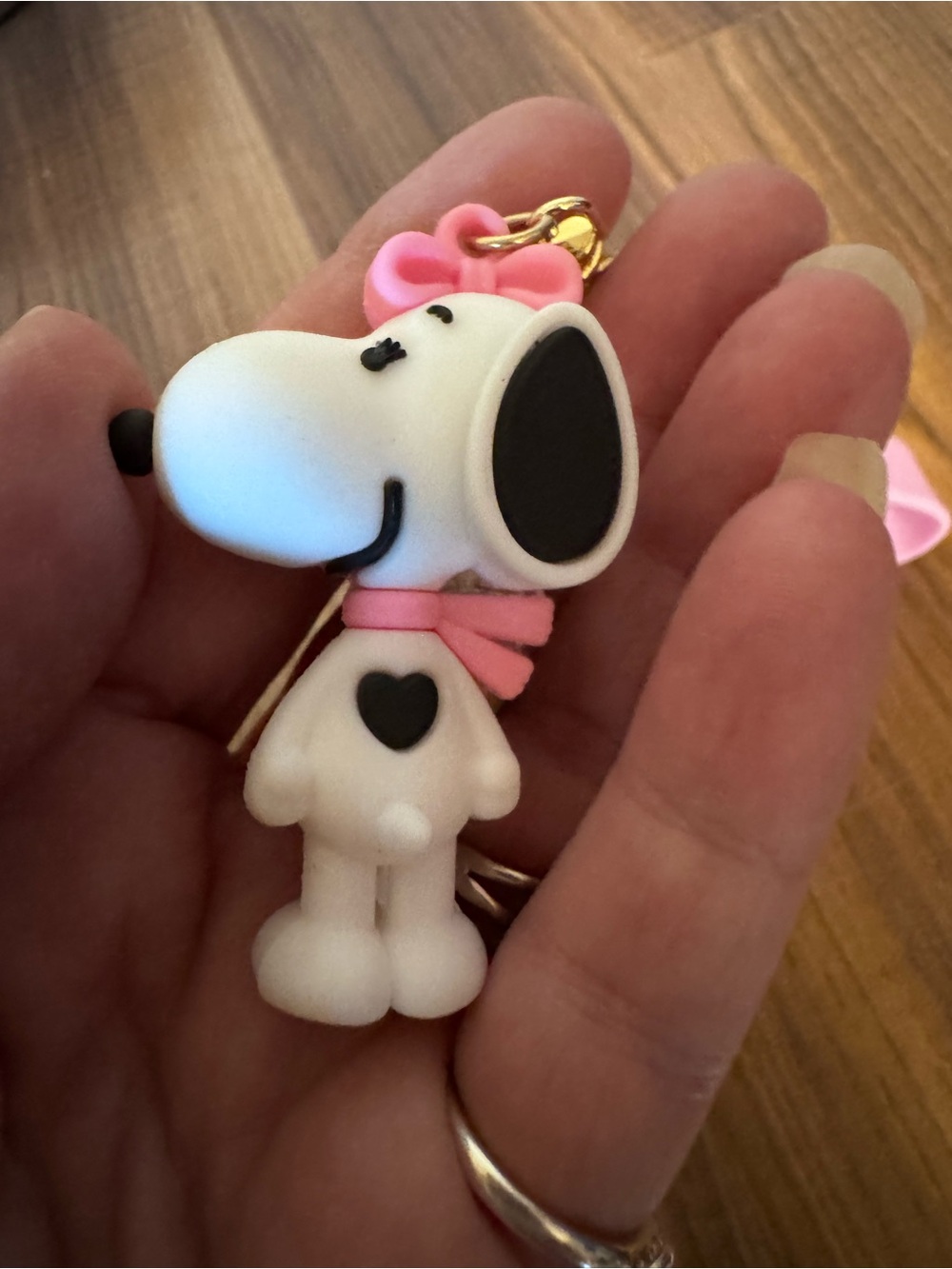 Snoopy Pink Silicone Keychain Charm with Gold Hardware - Picture 2 of 2